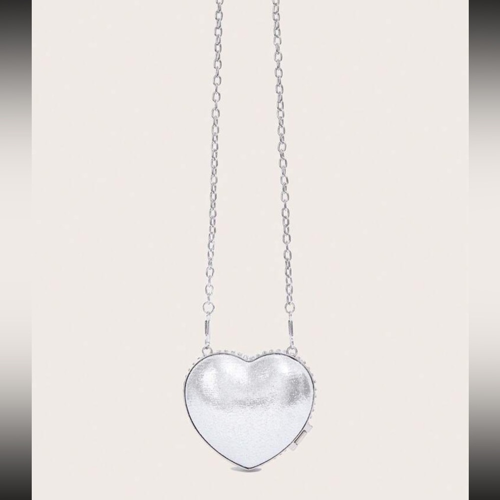 Silver Heart-Shaped Crystal Bag - Picture 6 of 9